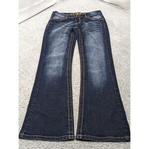 Girls Boot Cut Rue21‎ Jeans Nicely Distressed Embroidered Pockets Size 1/2 Short